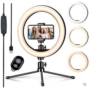 LED Ring Light Tripod Stand Phone Holder 3 Light Modes X002L240ZH
